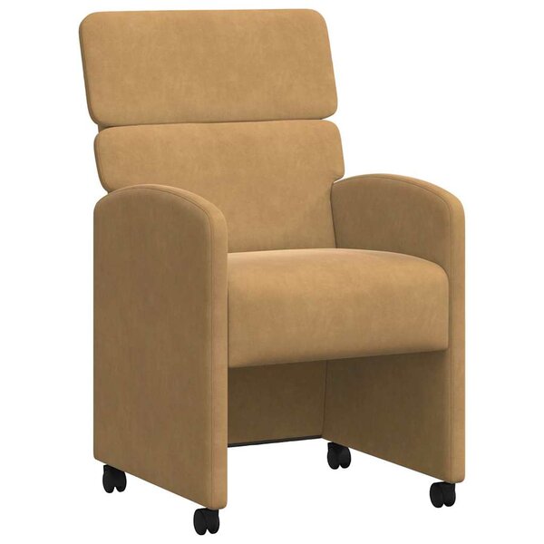 vidaXL Chaises de Salle à Manger avec Roues 2 pc Velours Marron