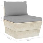 Vidaxl canapé central palette de jardin avec coussins épicéa imprégné