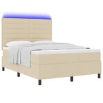 vidaXL Lit à ressorts avec matelas avec LED Crème 140 x 190 cm tissu