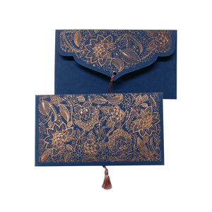 Carterie Pondichery Enveloppe cadeau 19x10cm Bleu Cuivré