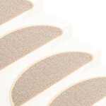 vidaXL Tapis d'escalier 15 pièces 65 x 21 x 4 cm Blanc et marron Demi-rond Grand
