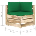 vidaXL Salon de jardin 5 Pièces avec coussins Bois imprégné de vert