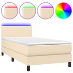 vidaXL Sommier à lattes de lit avec matelas LED Crème 90x190 cm Tissu
