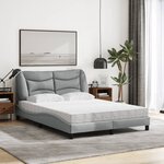 vidaXL Lit avec matelas Hvar gris clair 140x190 cm tissu
