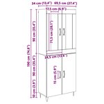 vidaXL Haut Armoire Chêne noir 69 5 x 34 x 180 cm Bois d'ingénierie