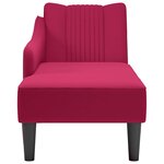 vidaXL Fauteuil long avec accoudoir droit rouge bordeaux velours