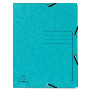 Chemise À Élastique 3 Rabats Carte Lustrée 355gm2 - A4 - Turquoise - X 25 - Exacompta
