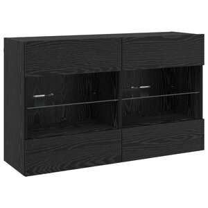 vidaXL Meuble TV mural Montage mural Chêne noir 98 5 x 30 x 60 5 cm