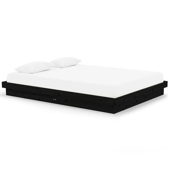 vidaXL Cadre de lit sans matelas noir bois massif