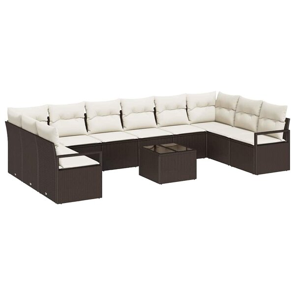 vidaXL Ensemble de canapé de jardin 11 Pièces Marron Poly rotin