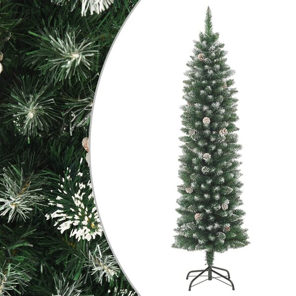vidaXL Sapin de Noël artificiel mince avec support 240 cm PVC