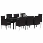 vidaXL Ensemble de salle à manger pour jardin 9 Pièces Noir polyrotin