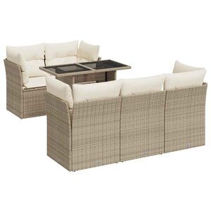 vidaXL Salon de jardin avec coussins 6 Pièces beige résine tressée