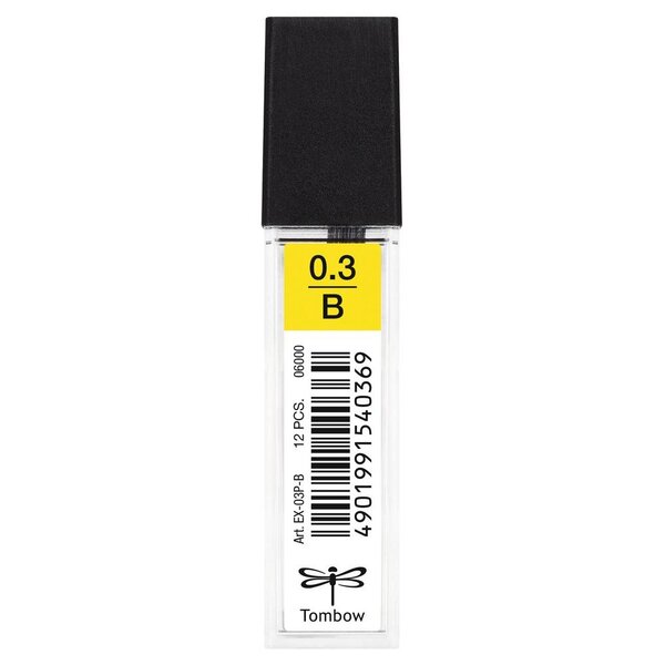 Etui de 12 mines pour porte-mine pointe calibrée 0 3 mm dureté b x 12 tombow