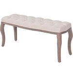 Banc banquette lin bois massif 110 x 38 x 48 cm blanc crème 02_0021257