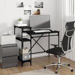 vidaXL Bureau avec étagères noir 105x50x90 cm bois d'ingénierie et fer
