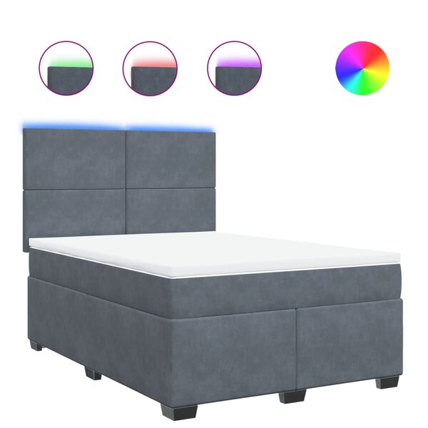vidaXL Sommier à lattes de lit et matelas Gris foncé 140x200cm Velours