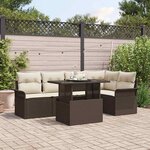 vidaXL Ensemble de canapé de jardin 6 Pièces Marron Poly rotin