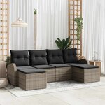 vidaXL Ensemble de canapé de jardin avec coussin 6 Pièces Gris Poly rotin