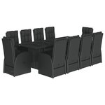 vidaXL Ensemble à manger de jardin 11 Pièces coussins noir résine tressée