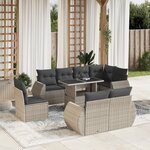 vidaXL Salon de jardin 9 Pièces avec coussins gris clair résine tressée