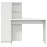 vidaXL Bureau avec rangement blanc en bois d'ingénierie