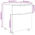 vidaXL Classeur mobile avec roues noir 45x38x54 cm bois d'ingénierie