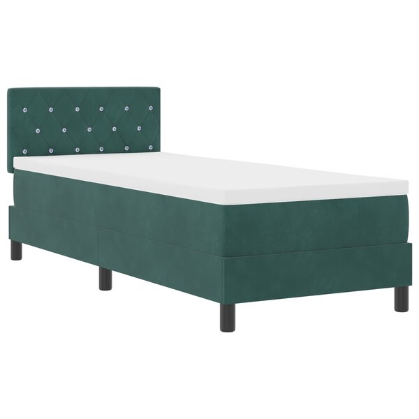 Lit à ressorts vidaXL avec matelas et LED Vert foncé 80x200 cm Velours