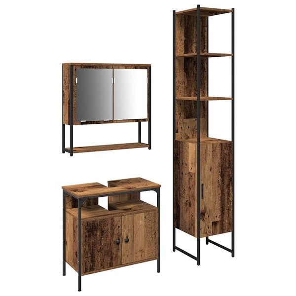 vidaXL Ensemble de mobilier de salle de bain 3 Pièces Bois Ancien