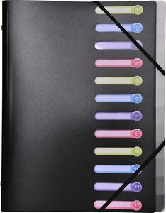 Trieur polypropylène 3 rabats 12 compartiments OPAK - Noir EXACOMPTA