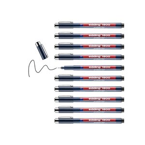 Feutre Fin de Précision 1800 Noir Pointe Fine (0.3) 0 35 mm x 10 EDDING