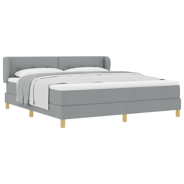 Lit Box Spring vidaXL avec Matelas en Gris Clair  180x200 cm  Tissu