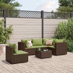 vidaXL Salon de jardin 6 Pièces avec coussins Marron Résine tressée