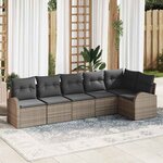 vidaXL Ensemble de canapé de jardin avec coussin 6 Pièces Gris Poly rotin