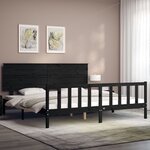 vidaXL Cadre de lit sans matelas noir 200x200 cm bois massif de pin