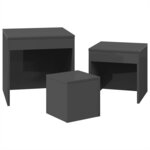 vidaXL Tables gigognes 3 Pièces Gris brillant Bois d'ingénierie