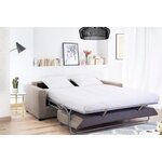 HEXAGONE Canapé droit convertible 3 places MAXIME - Tissu Beige - Couchage express - 194 x 96 x 83 cm