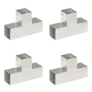 vidaXL Connecteurs de poteau 4 Pièces Forme en T Métal galvanisé 91x91 mm