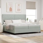 lit box spring vidaXL avec matelas et lumière LED gris clair 200x200 cm en velours