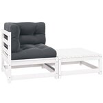 vidaXL Salon de jardin 2 Pièces avec coussins Blanc Bois de pin massif