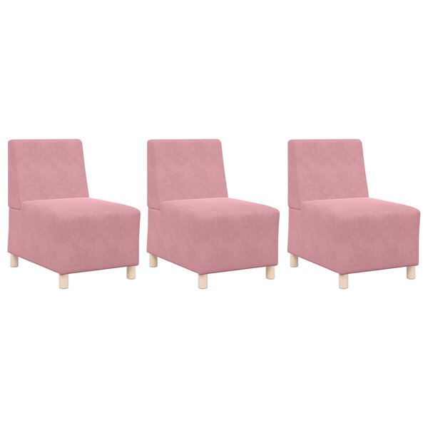 vidaXL Chaises Sofa 3 Pièces Rose 55 x 74 x 82 cm Velours