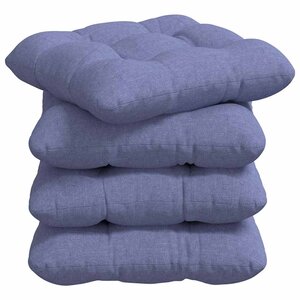 vidaXL Coussins de siège 4 Pièces Bleu denim 45 x 45 x 12 cm tissu
