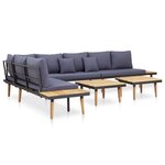 vidaXL Salon de jardin 7 places avec coussins Acacia solide Marron