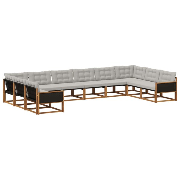 vidaXL Ensemble de canapés d'extérieur 10 Pièces Naturel et gris clair