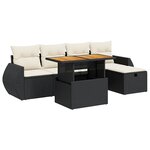 vidaXL Salon de jardin 6 Pièces avec coussins noir résine tressée acacia