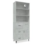 vidaXL Buffet haut Gris béton Bois d'ingénierie