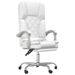 Fauteuil de massage inclinable de bureau informatique étude similicuir blanc 02_0025396