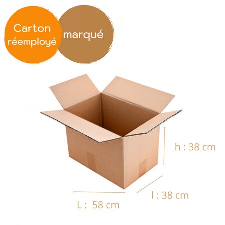 Lot de 50 cartons de déménagement 58 x 38 x 38 double cannelure (x50)