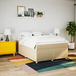 vidaXL Sommier à lattes de lit avec matelas Crème 140x190 cm Tissu