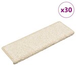 vidaXL Tapis d'escalier 30 pièces 65 x 21 x 4 cm Blanc Bord rectangulaire